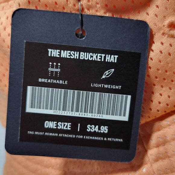 Fabletics Mesh Bucket Hat OS Orange Breathable Lightweight Packable Outdoors NEW - Picture 10 of 12